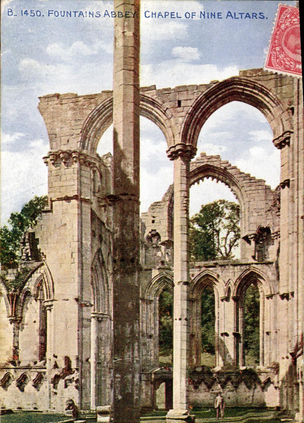 VINTAGE POSTCARD Fountains Abbey Chapel off Nine altars