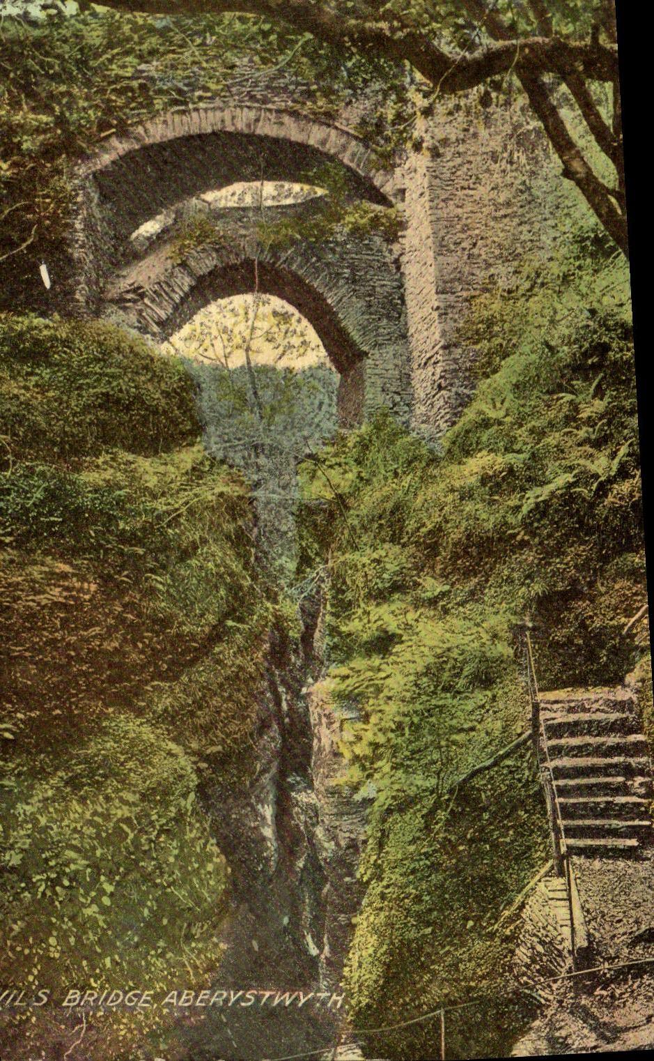VINTAGE POSTCARD Devil S Aberystwyth bridge