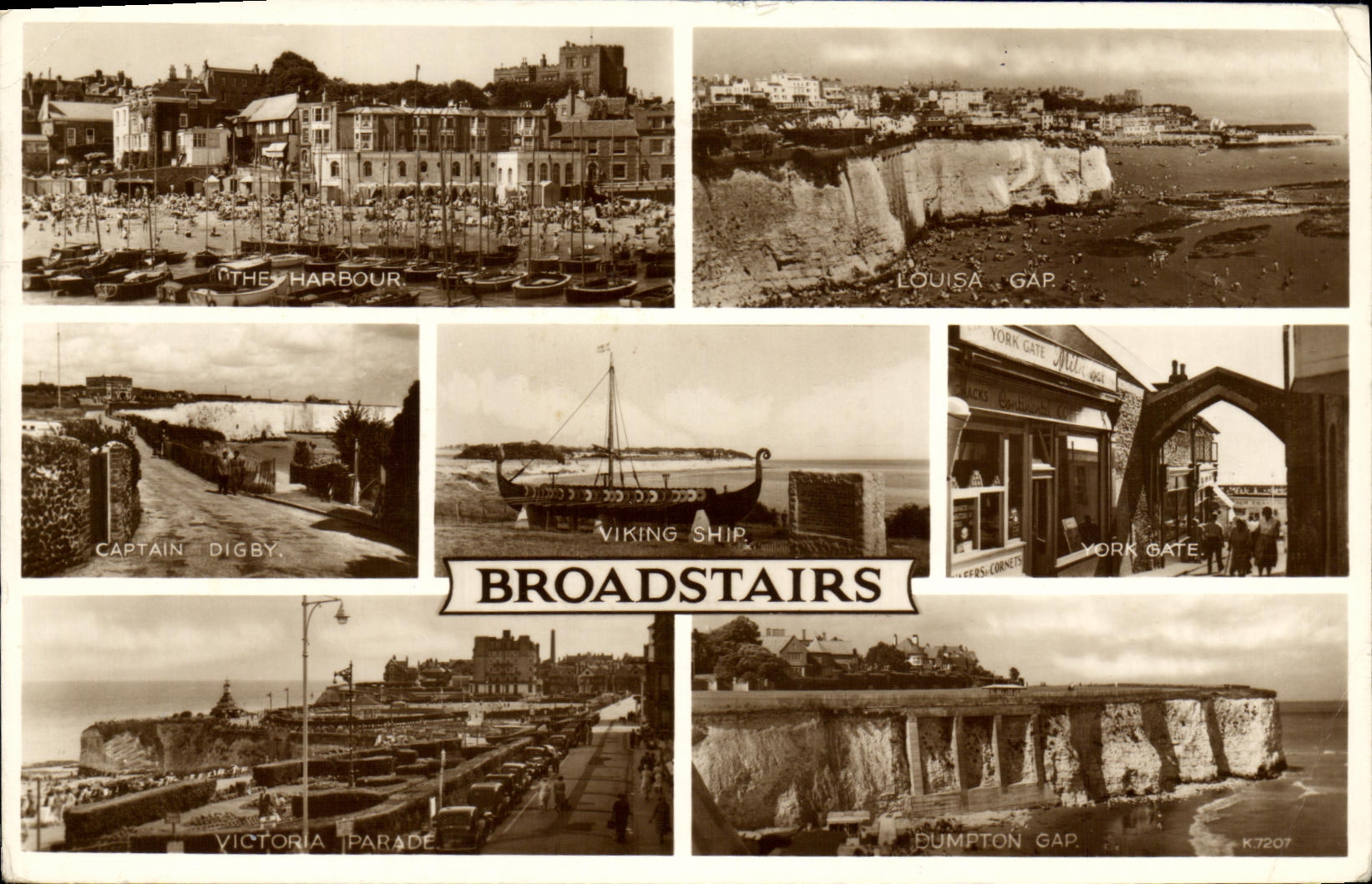 CPA Broadstairs Viking ship Harbour Dumpton Gap Victoria parade