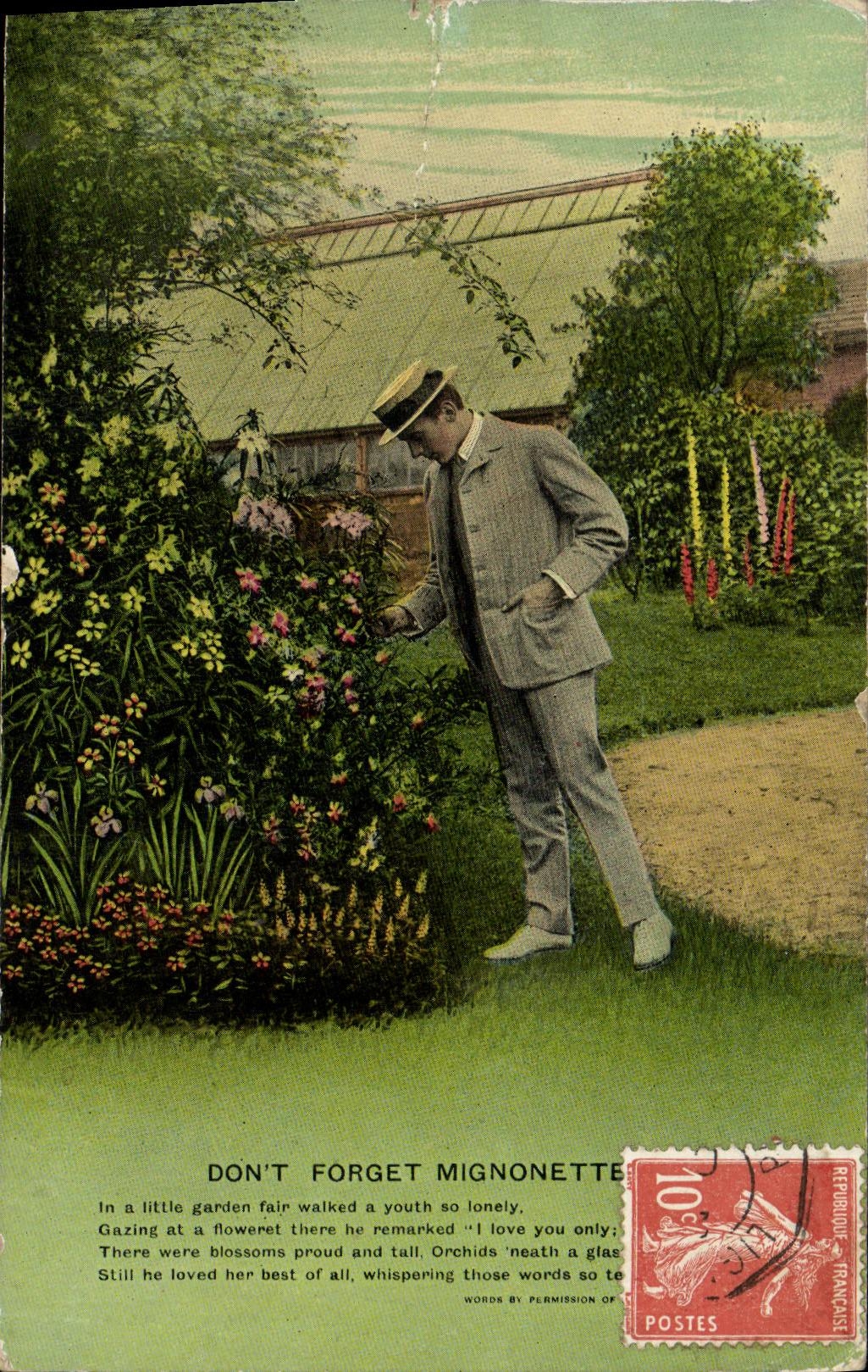 VINTAGE POSTCARD Gift T Forget Mignonette