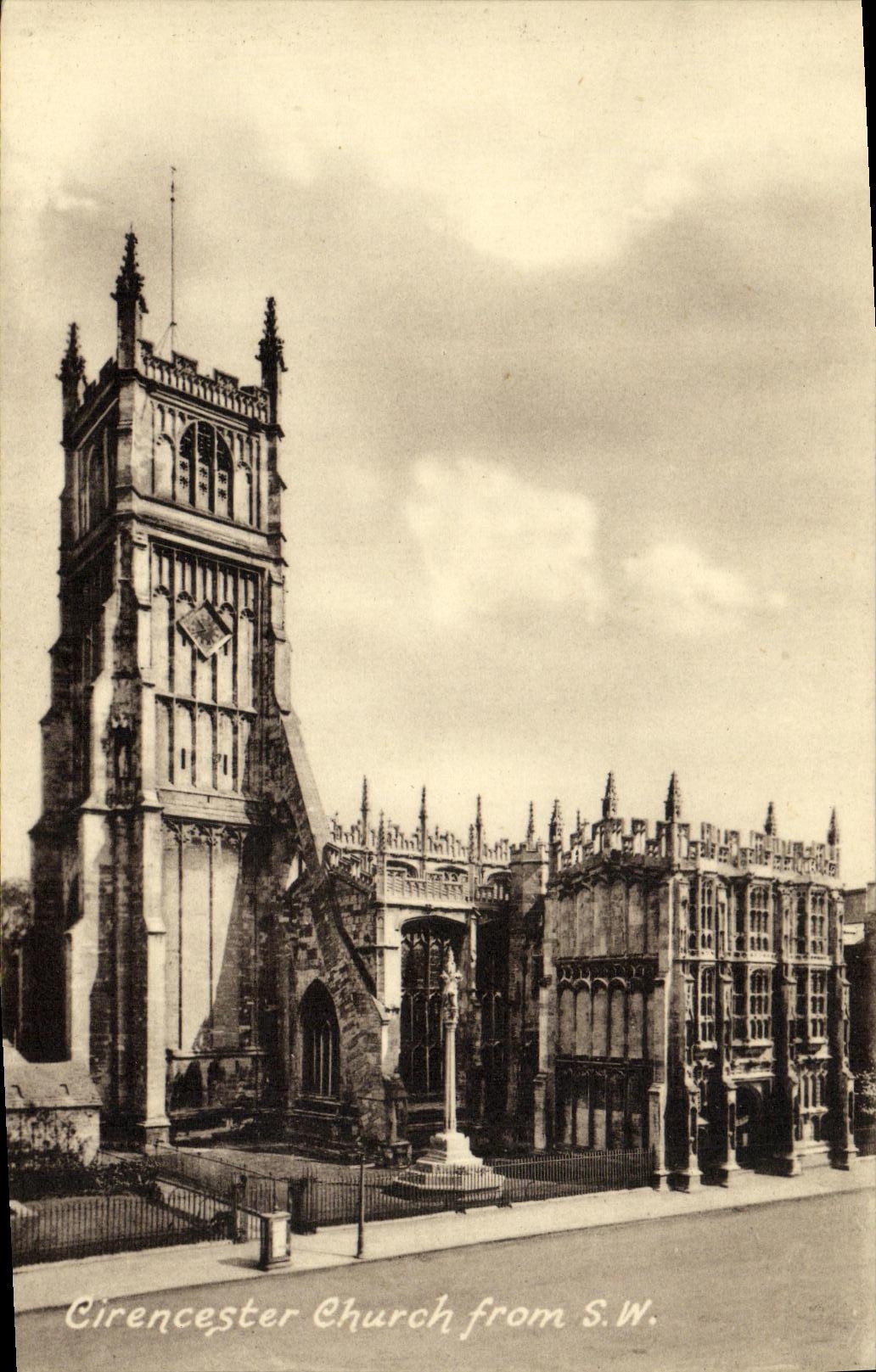VINTAGE POSTCARD Cirencester Church From SW