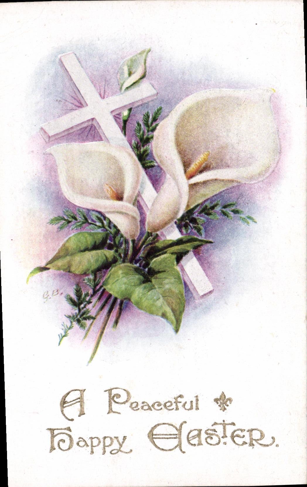 VINTAGE POSTCARD Peaceful Happy Easter Easter