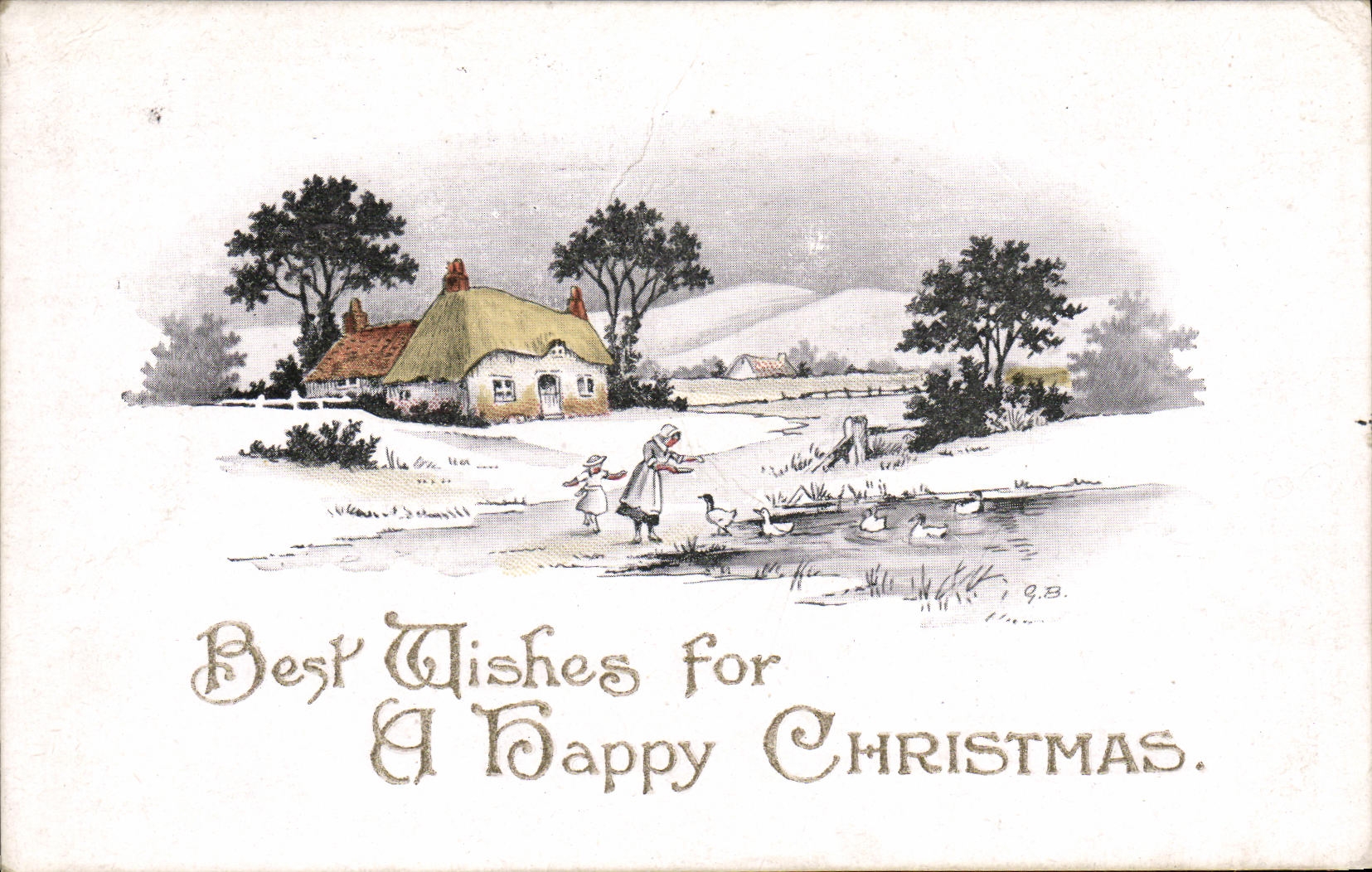 VINTAGE POSTCARD Best Wishes for has Happy Christmas