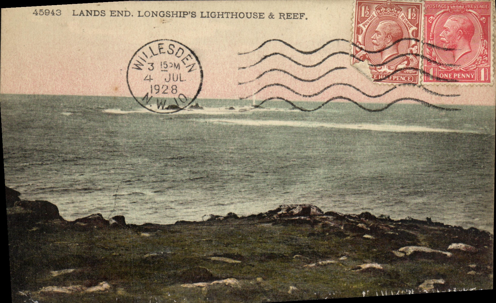 VINTAGE POSTCARD Lands End Longship S Lighthose Reef