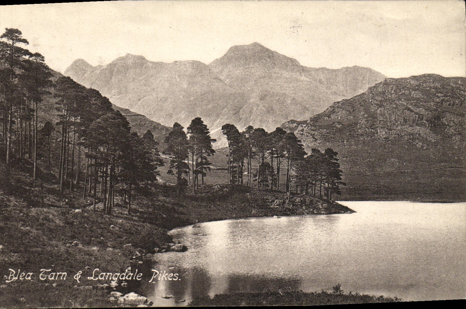 VINTAGE POSTCARD Blea Tarn Langdale Pikes