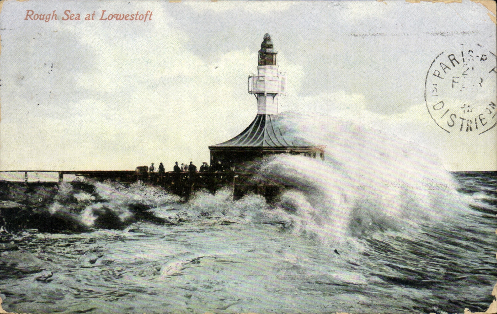 VINTAGE POSTCARD Rough Sea At Lowestoft