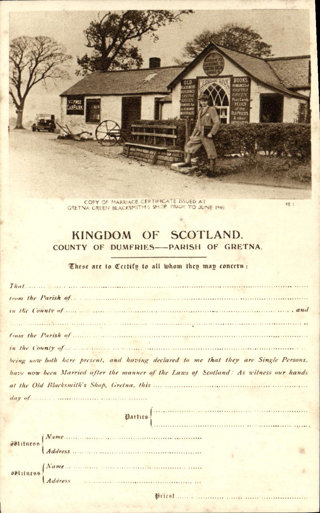 CPA Kingdom of Scotland Country of Dumfries Parish of Gretna