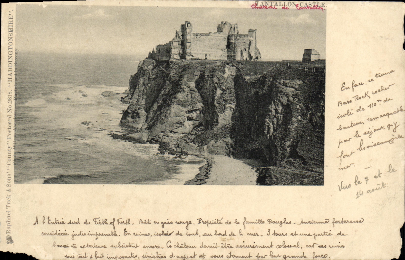VINTAGE POSTCARD Tantallon Castle