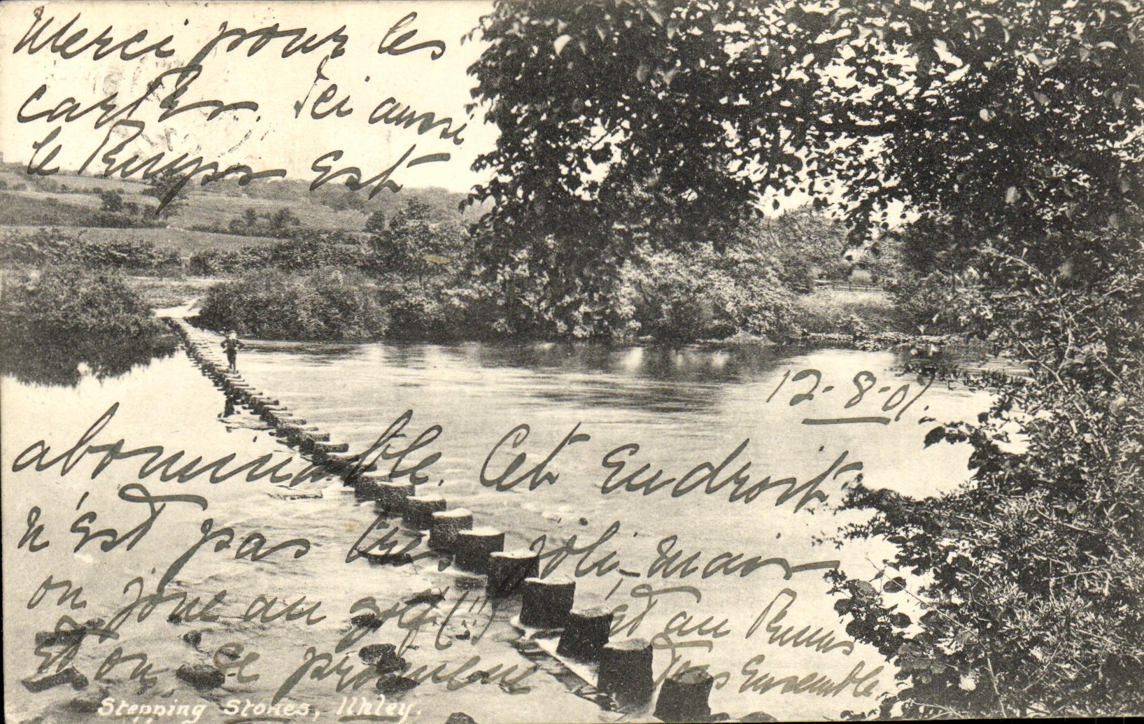 VINTAGE POSTCARD Stepping Stones Ilkley