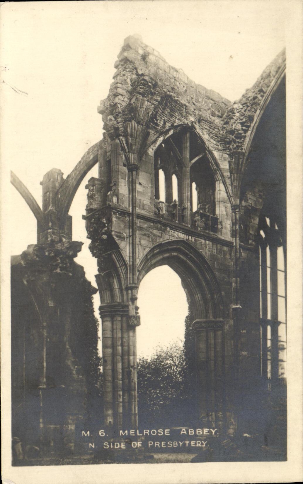 VINTAGE POSTCARD Melrose Abbey has Side Presbytery off