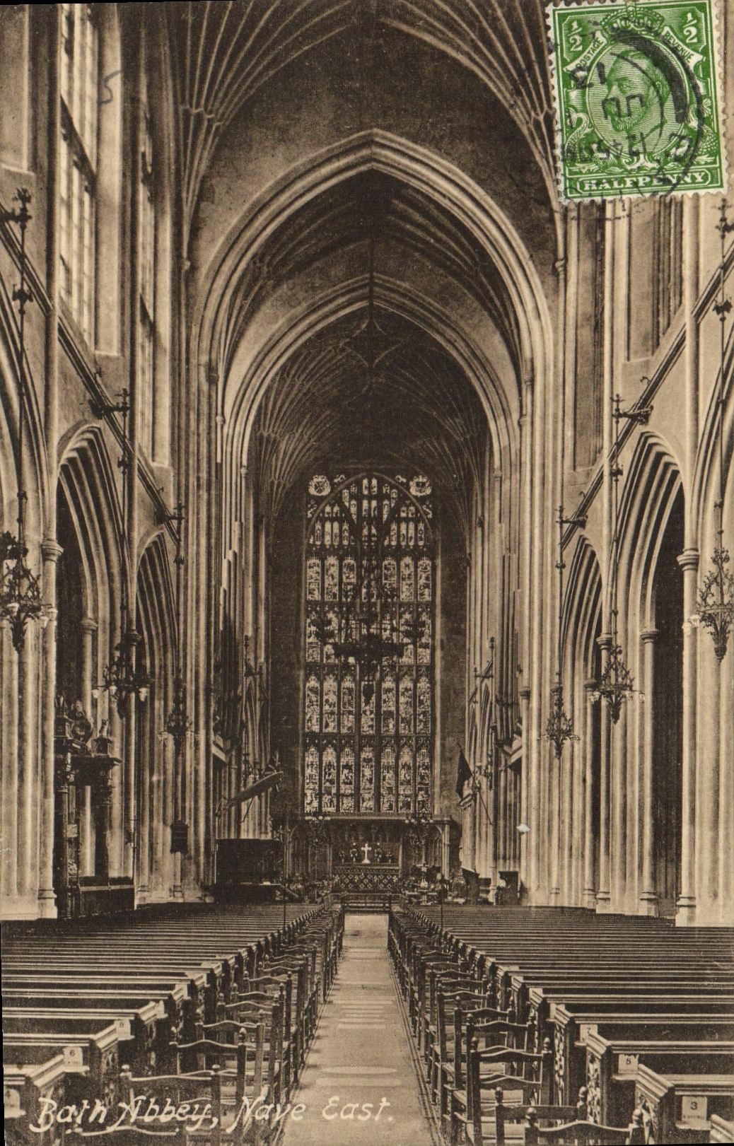VINTAGE POSTCARD Bath Abbey Nave East