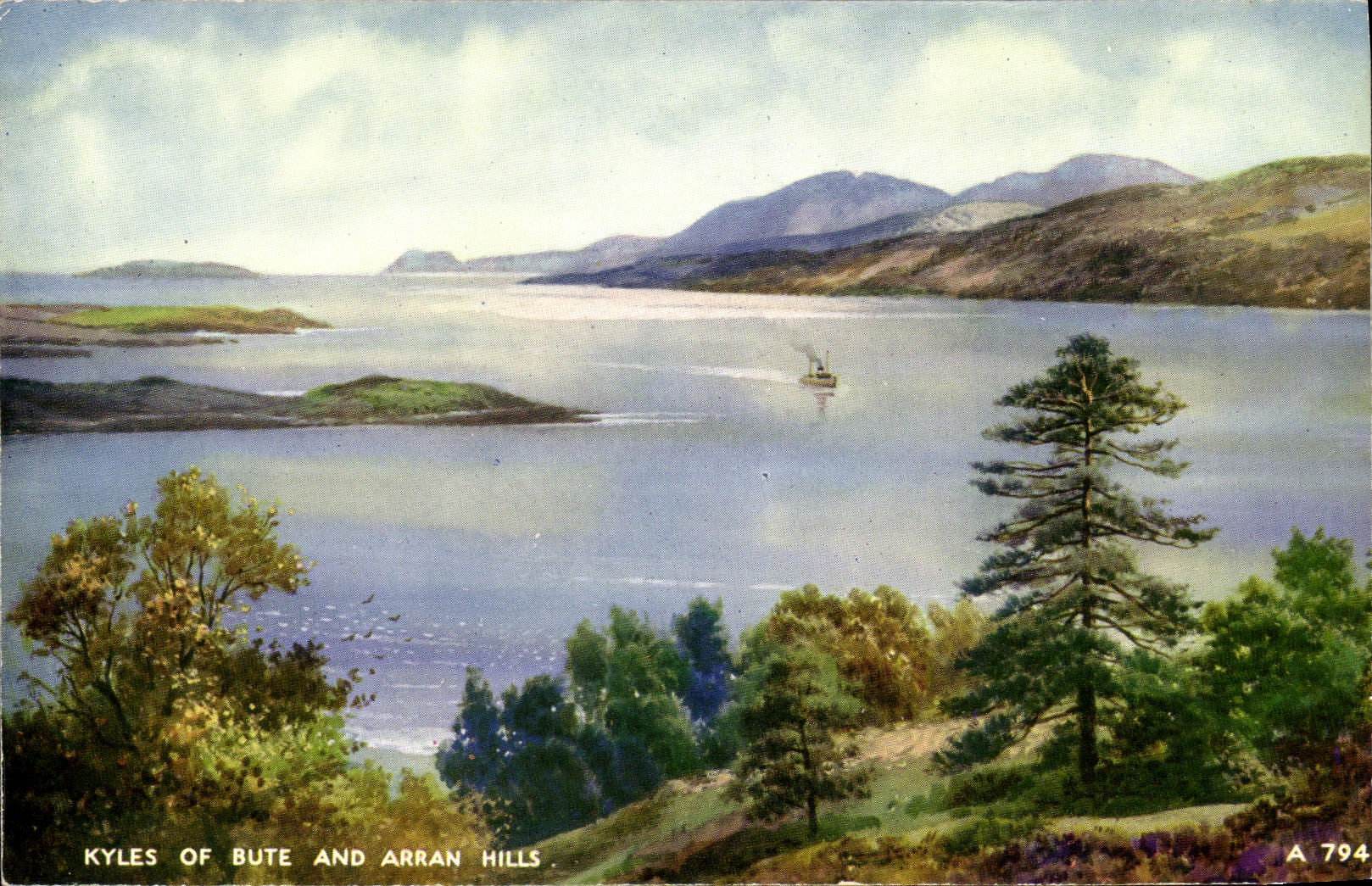 VINTAGE POSTCARD Kyles off Butts and Arran Hills