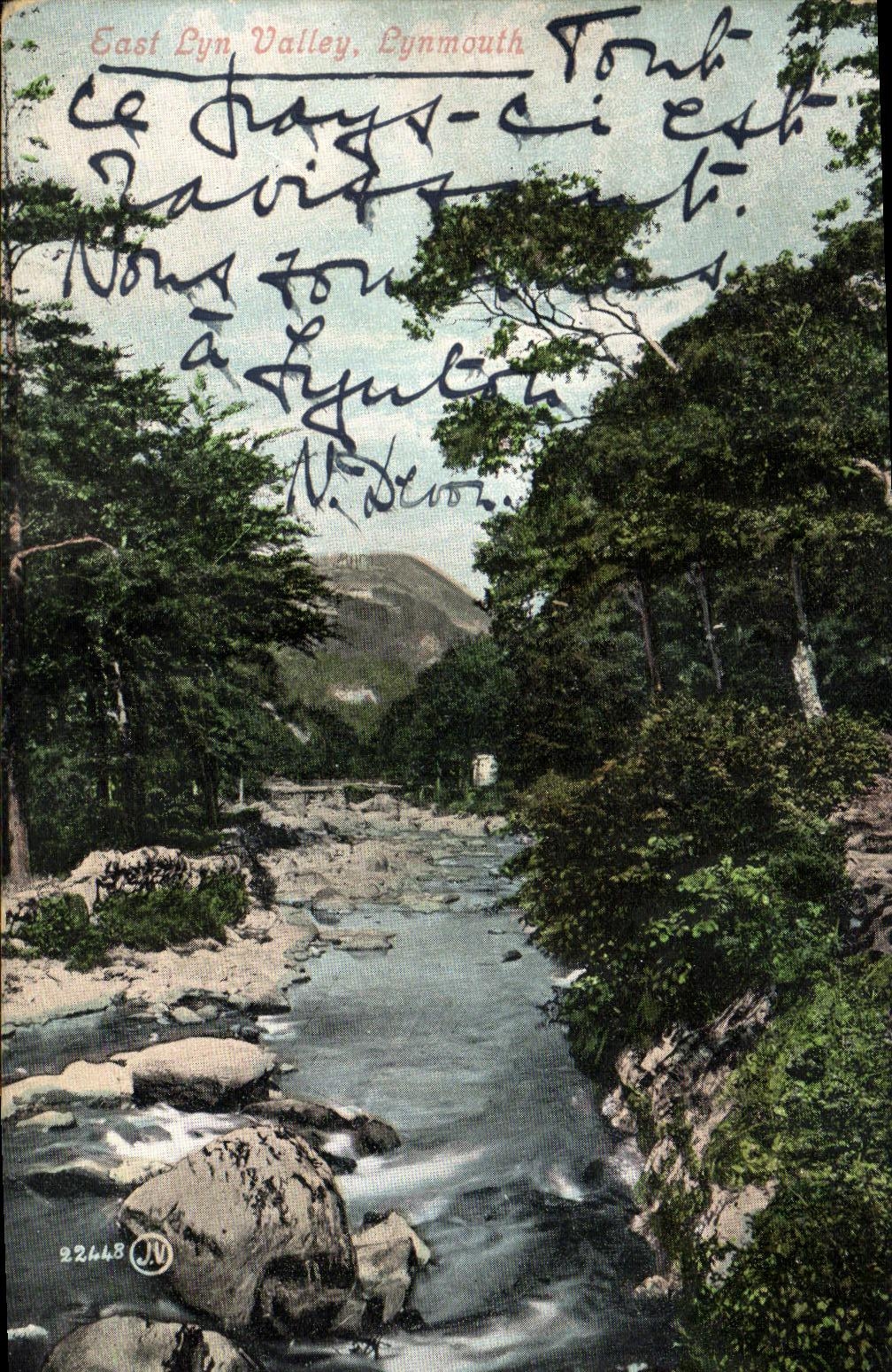 VINTAGE POSTCARD East Lyn Valley Lynmouth