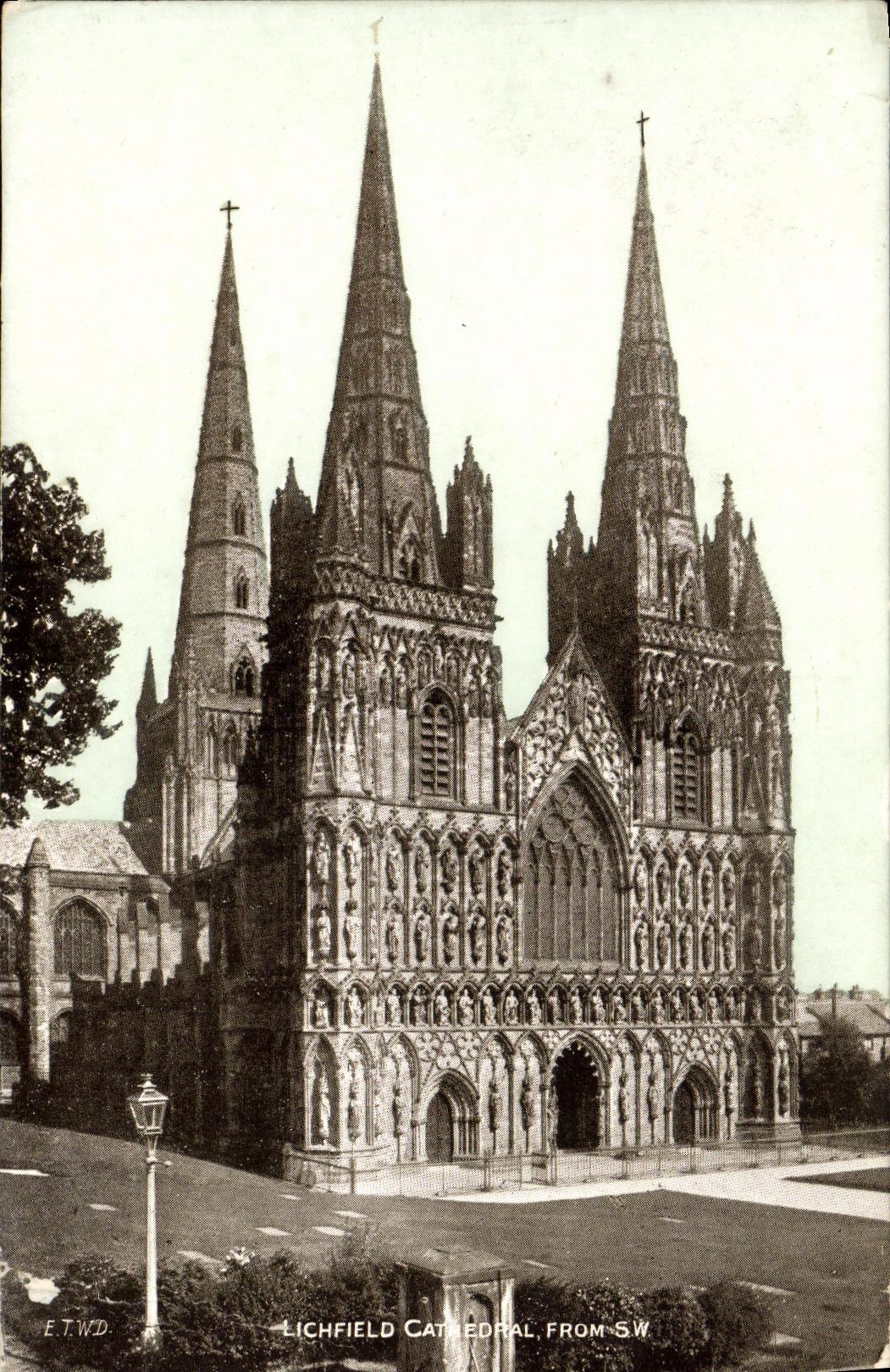 VINTAGE POSTCARD Lichfield Cathedral From SW