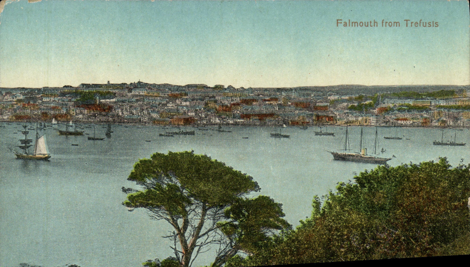 VINTAGE POSTCARD Falmouth from Trefusis