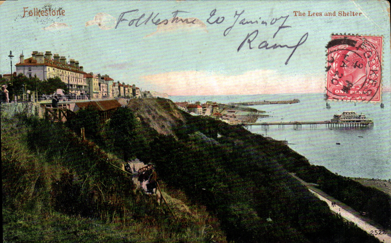 VINTAGE POSTCARD Folkestone The Lees and Shelter
