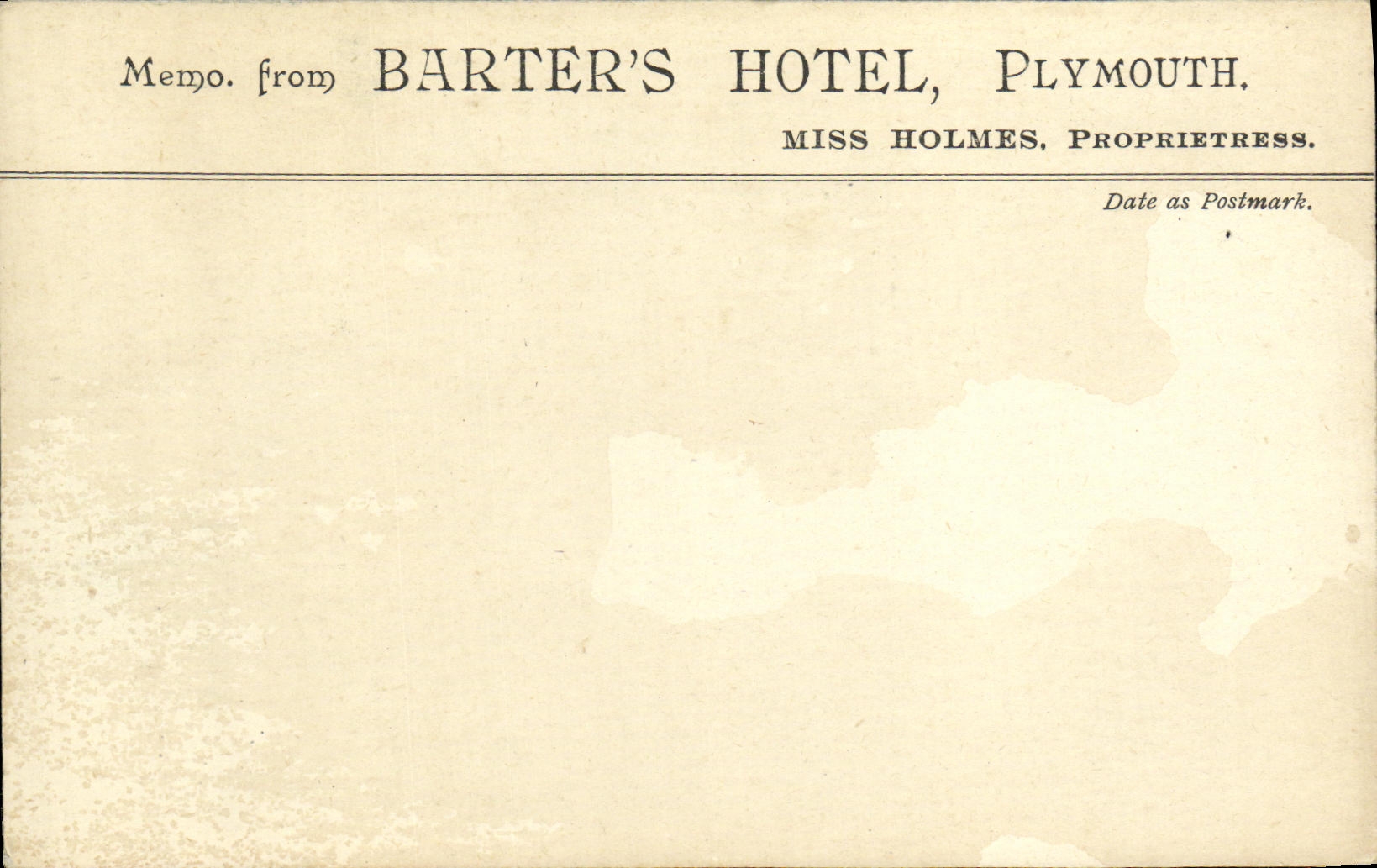 CPA Memo from Barter s Hotel Plymouth