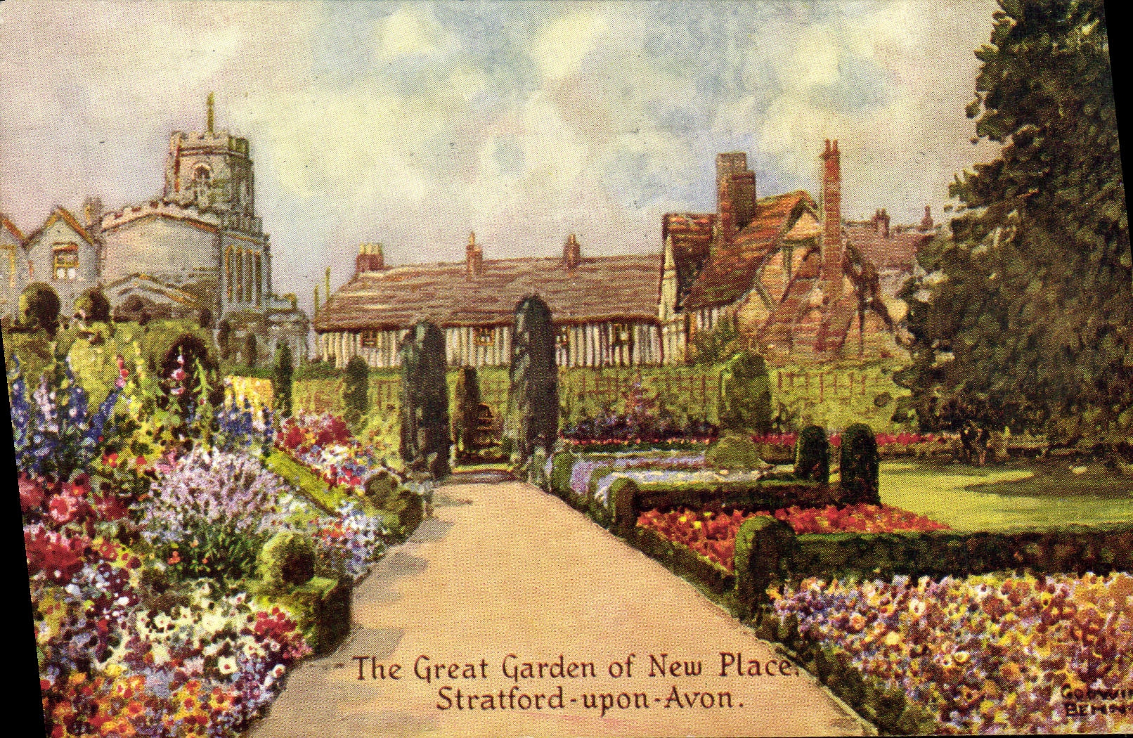 CPA The Great Garden of New Palace Statford on Avon