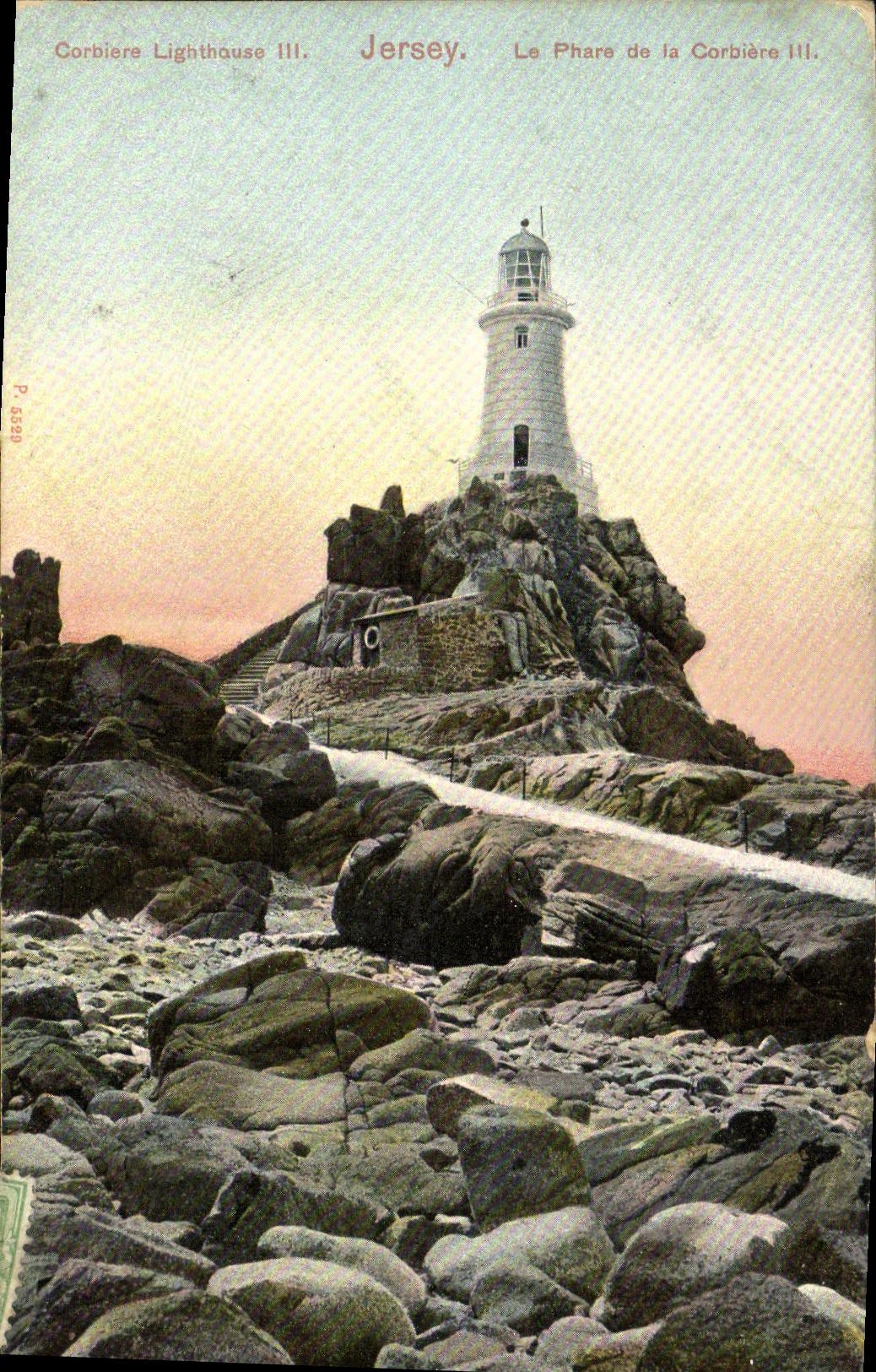 POSTAL Jersey de la VENDIMIA el faro de Corbiere