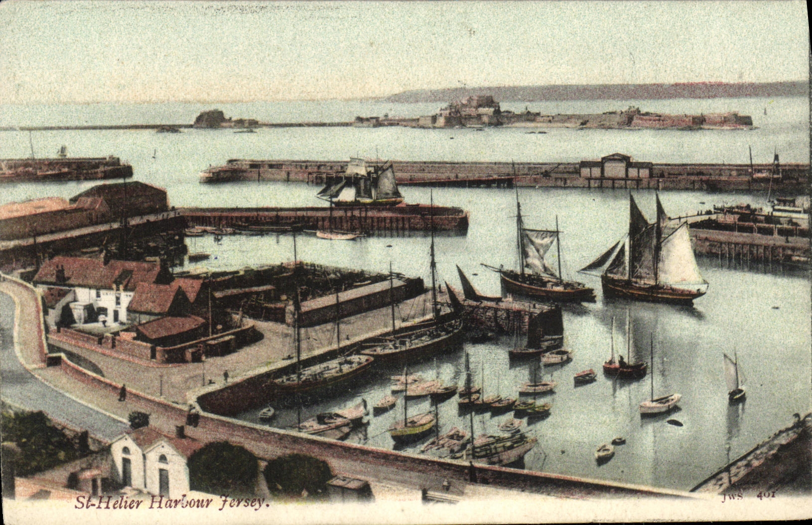 CPA Jersey St Helier Harbour Bateaux