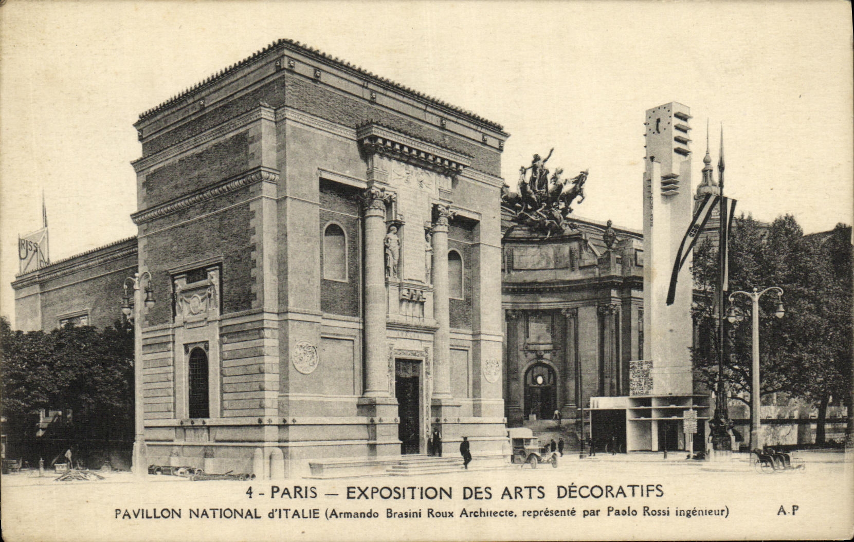 Exposicion internacional de la POSTAL de la VENDIMIA de la casa nacional D Italia de Paris de los artes decorativos