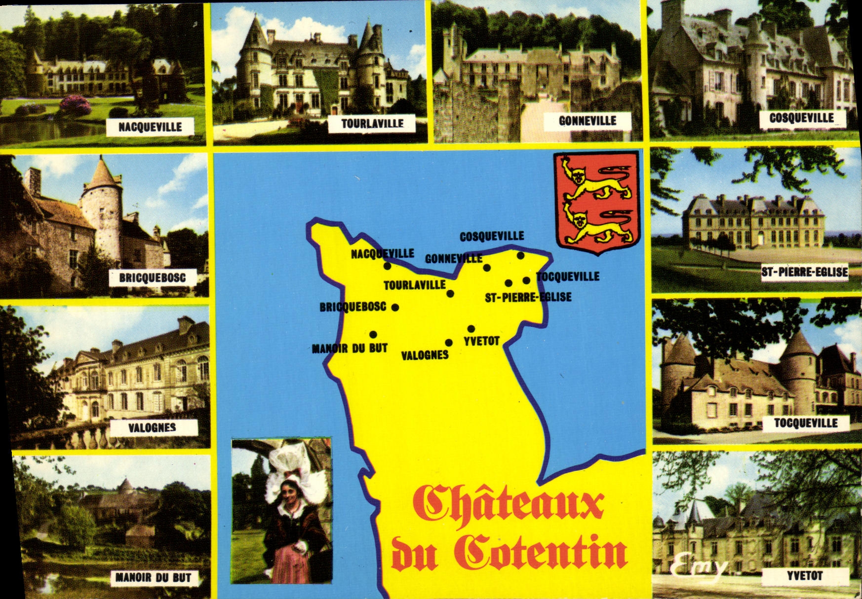 MODERN CARD Castles Of Cotentin Nacqueville Tourlaville Gonneville Cosqueville Bricqueboc St Pierre Church Valognes Yvetot