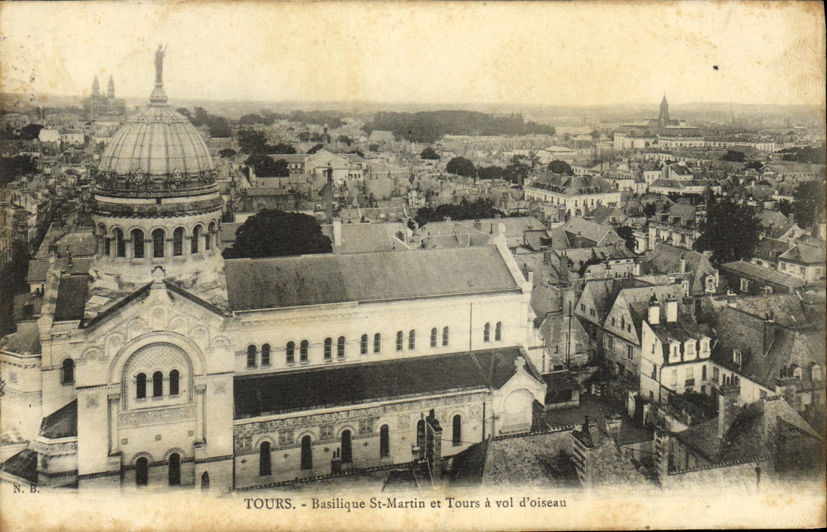 VINTAGE POSTCARD Tours Basilica St Martin and Tours