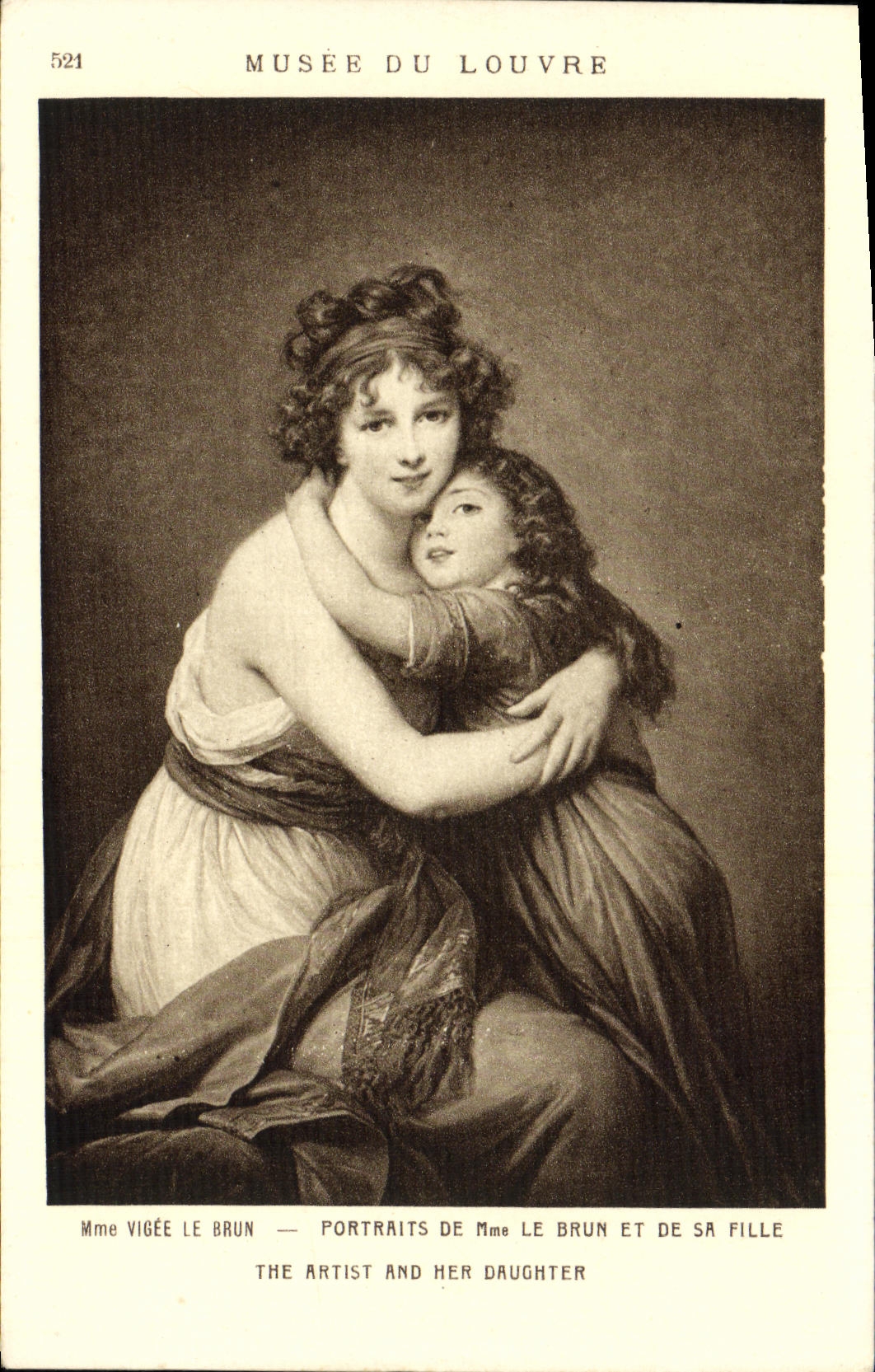 VINTAGE POSTCARD Portralts Of the Brown one And His/her Daughter Museum of Louvre Paris