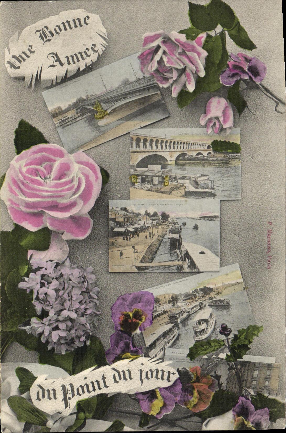 VINTAGE POSTCARD an happy new year of the point of the Paris day