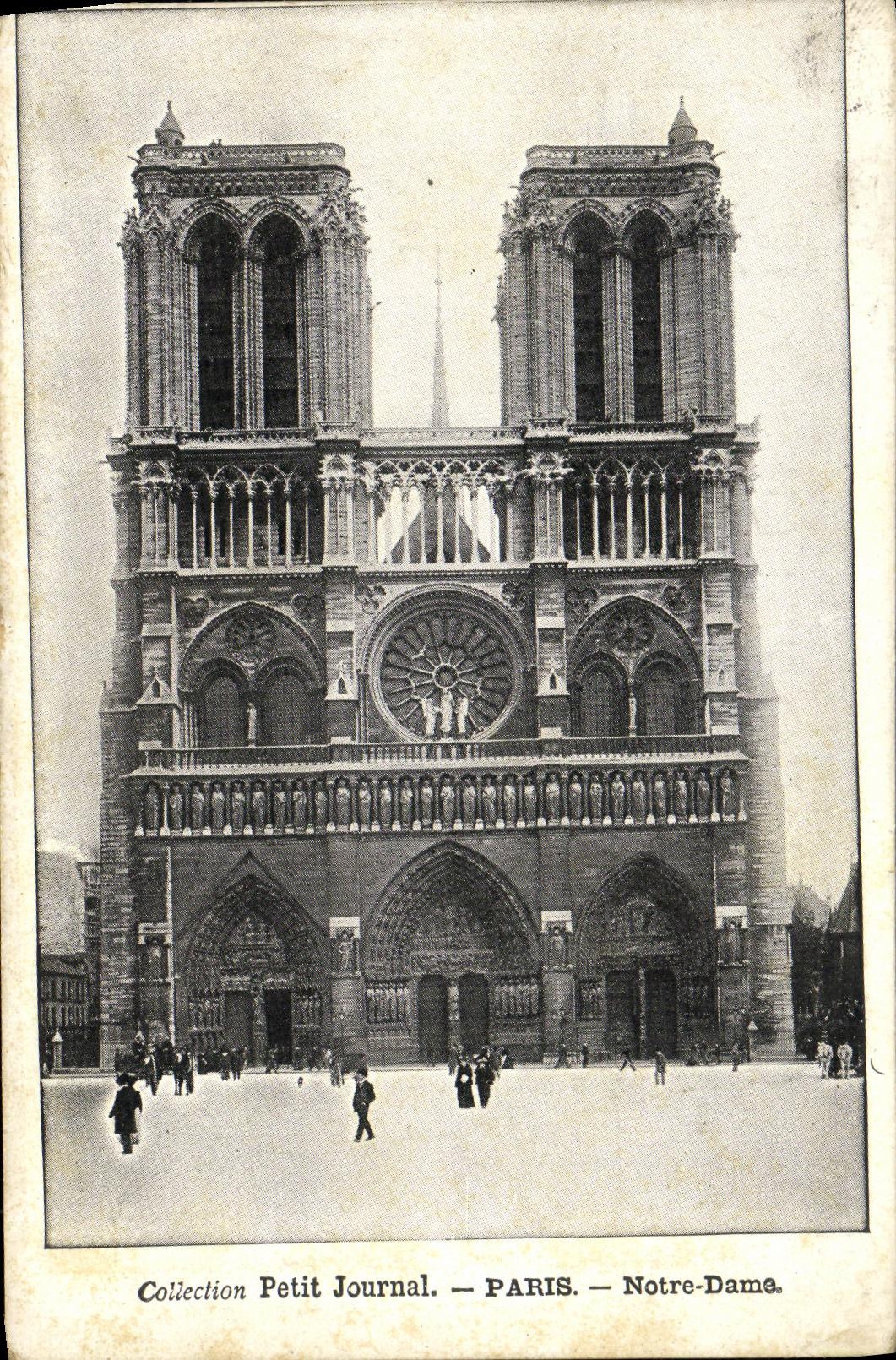 VINTAGE POSTCARD Paris Church Notre Dame Collection Small Newspaper