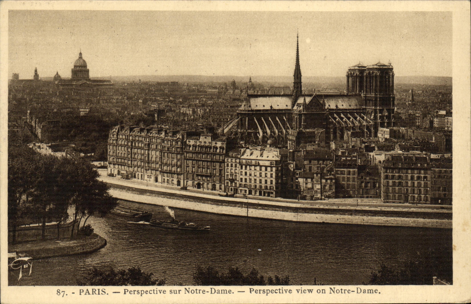 VINTAGE POSTCARD Paris Church Notre Dame View On