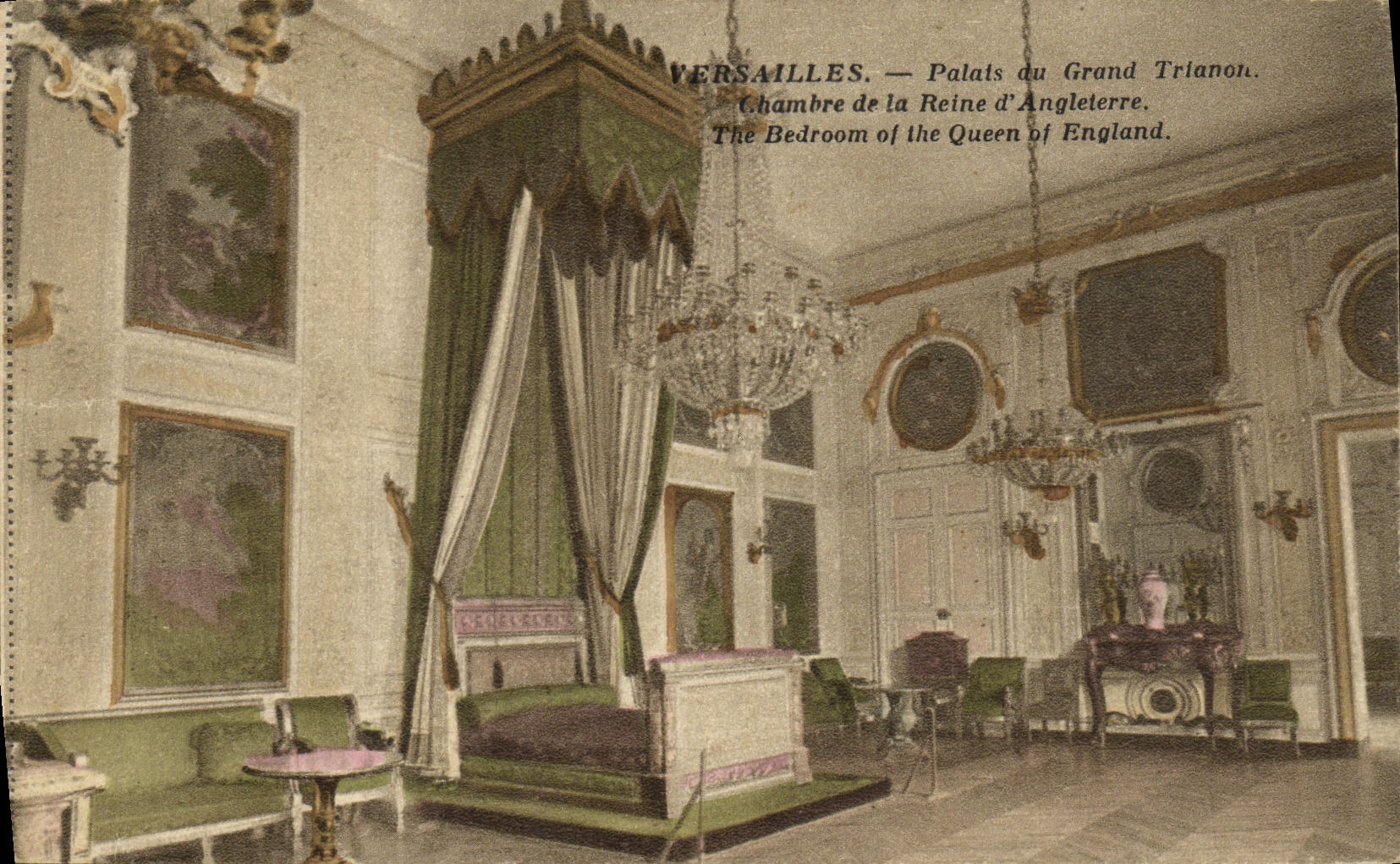 Paladar de Versaailles de la POSTAL de la VENDIMIA del sitio grande de Trianon de la reina D Inglaterra