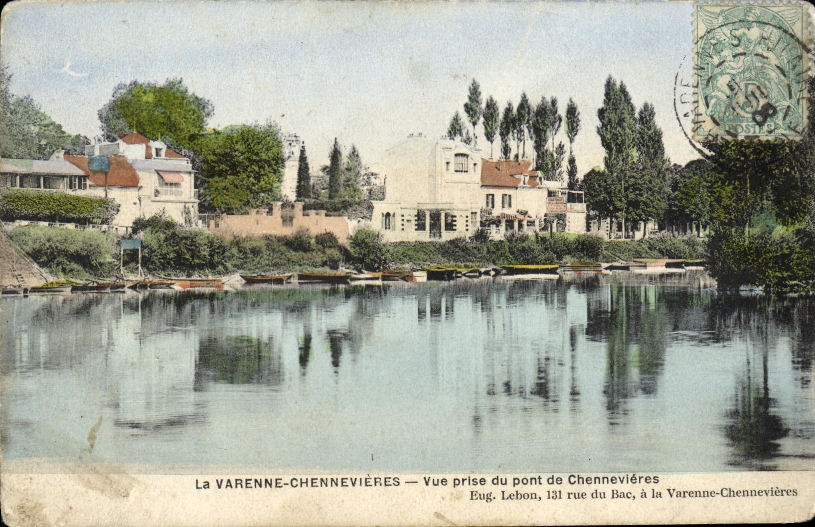 VINTAGE POSTCARD the Chennevieres Game preserve Seen from Of the Bridge of Chennevieres
