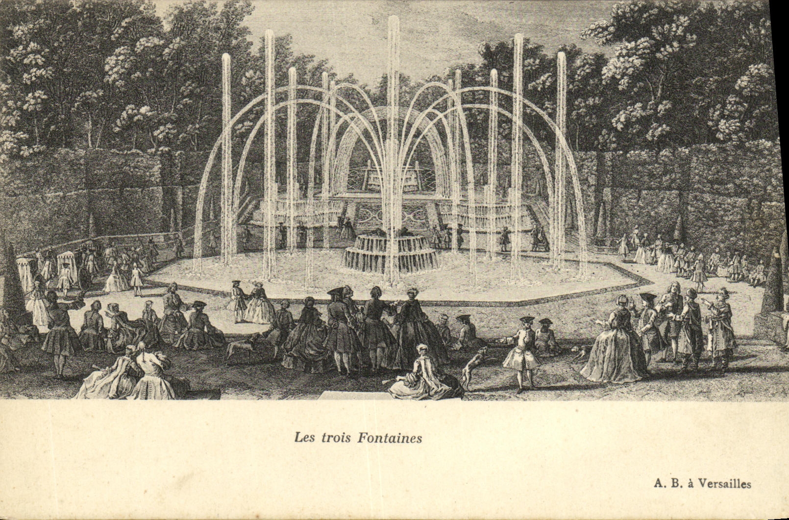 POSTAL Versalles de la VENDIMIA tres fuentes