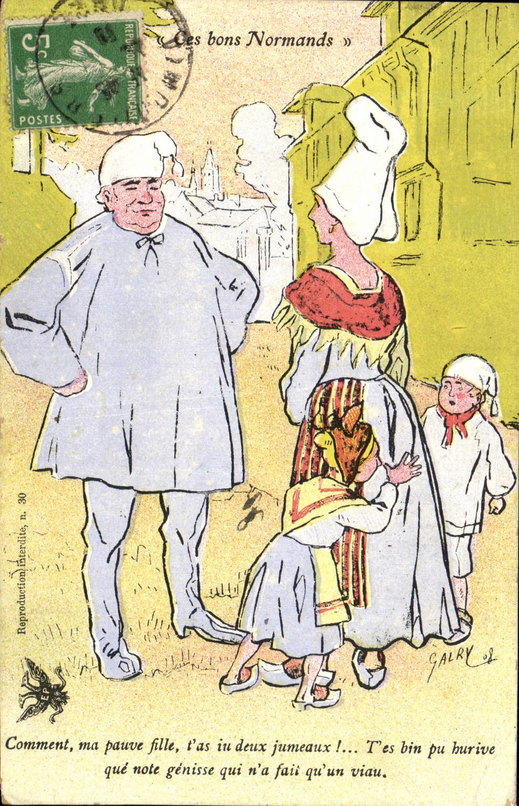 CPA Comment Ma Pauve Fille las Deux Jumeaux Folklore Ces bons Normands Costumes Enfants