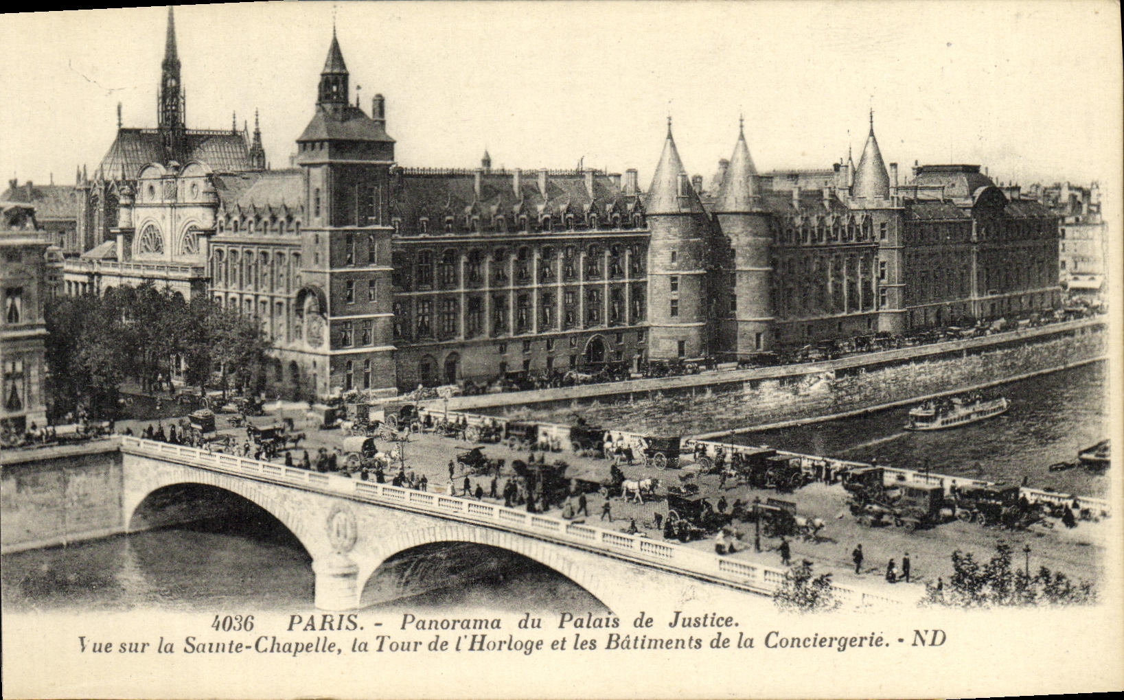 CPA Paris Panorama du Palais de Justice Vue sur la Sainte Chapelle la tour de l Horloge et les batiments 