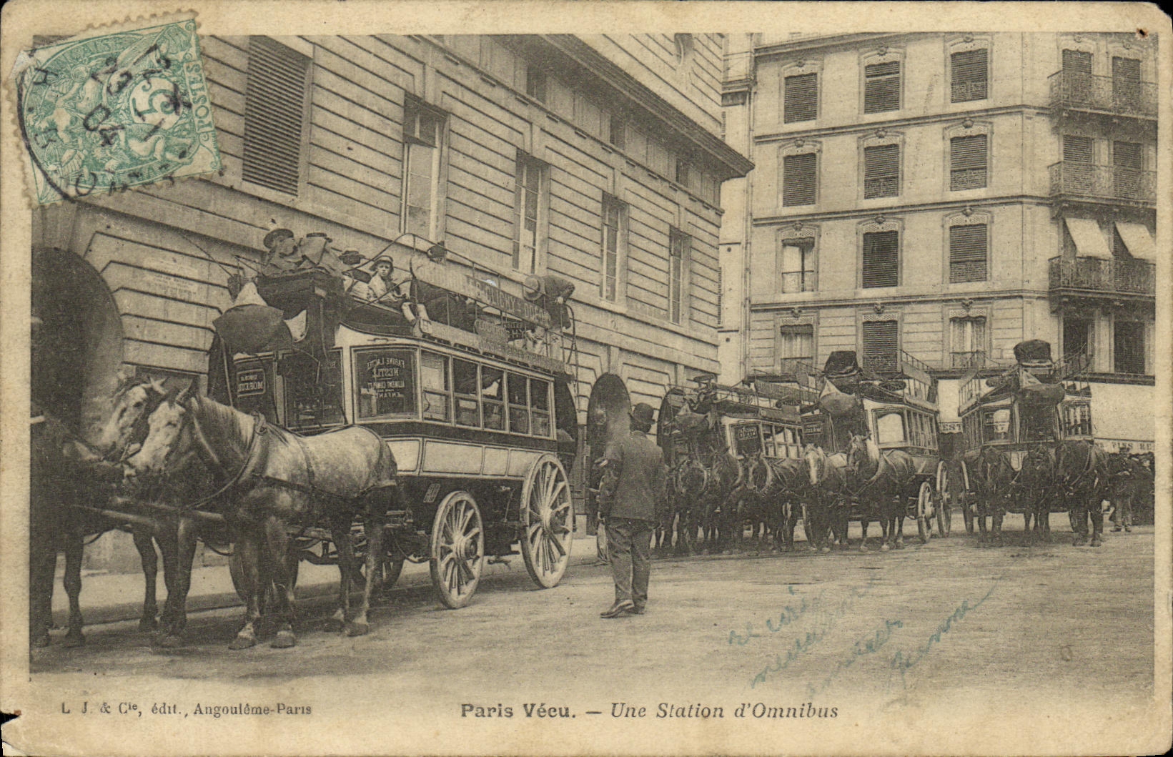 VINTAGE POSTCARD Paris Lived a Station D Bus TOP