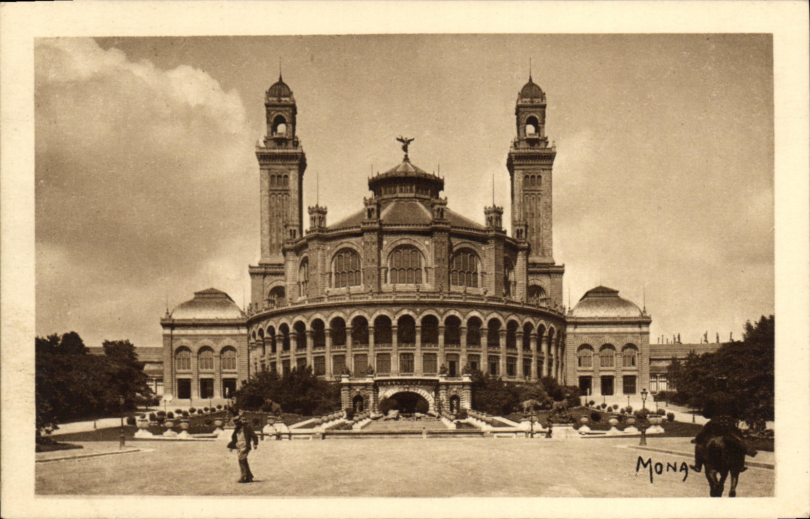 POSTAL Paris de la VENDIMIA el paladar de Trocadero construido por Davioud y Bourdais