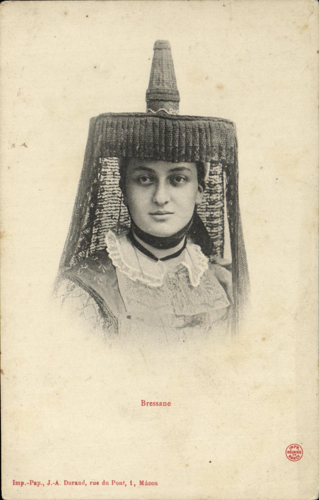 CPA Bressane Folklore Costume Femme 