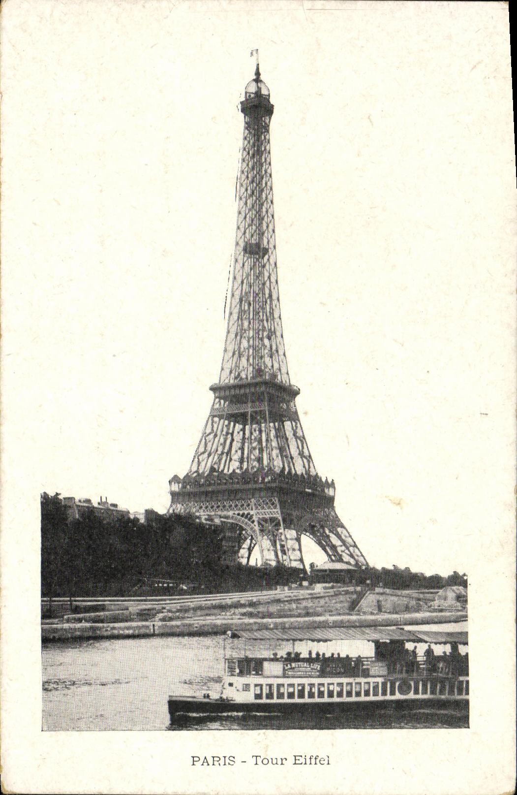 VINTAGE POSTCARD Paris Eiffel Tower Barge