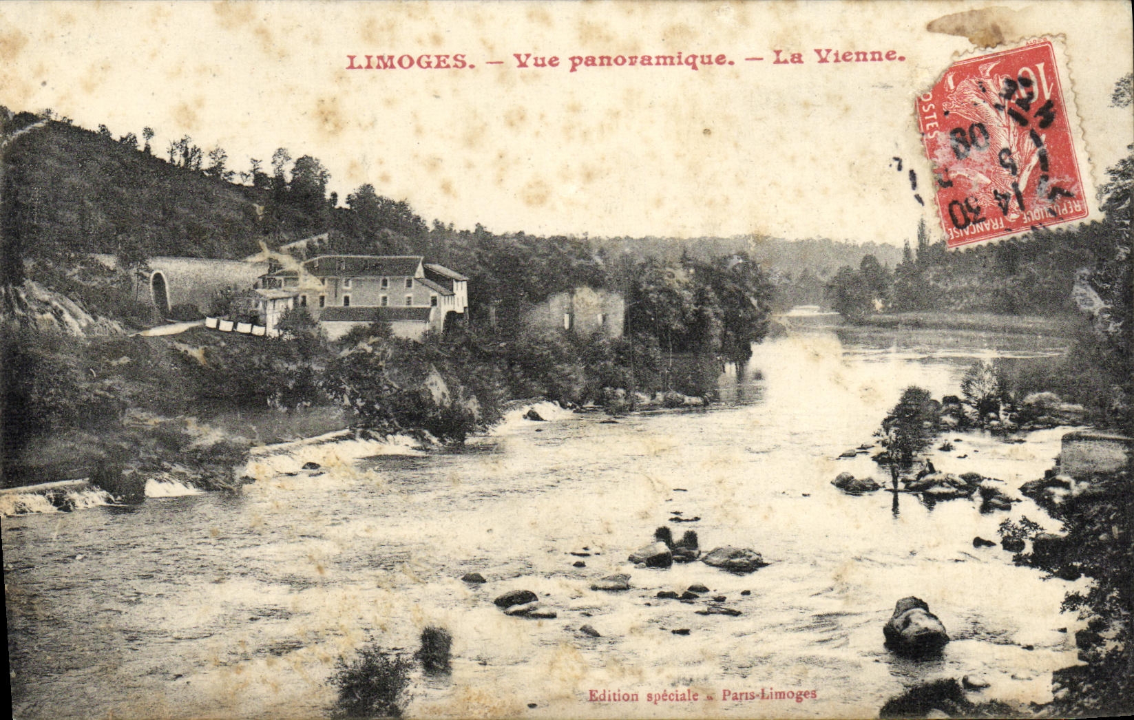 Opinion panoramica Viena de Limoges de la POSTAL de la VENDIMIA