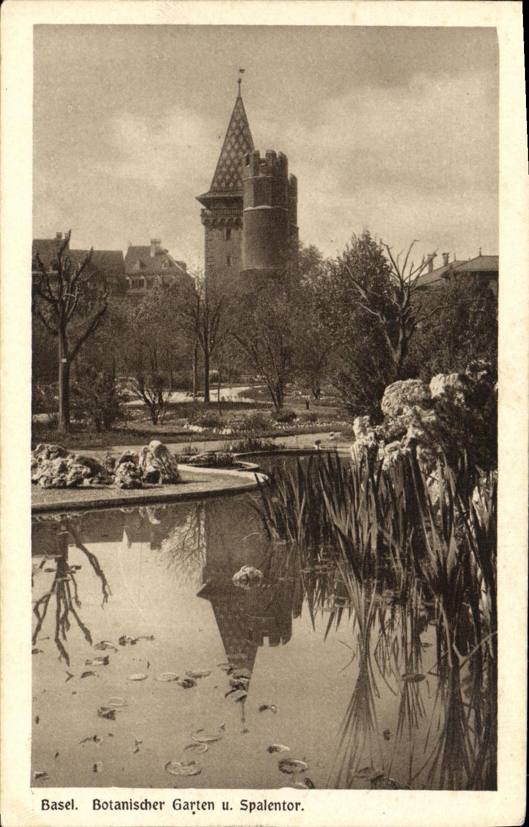 VINTAGE POSTCARD Basel Botanischer Garten U Spalentor