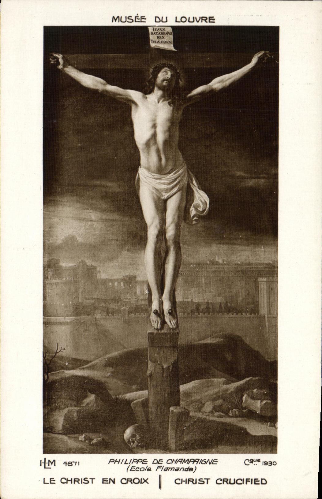 VINTAGE POSTCARD Museum of Louvre Philippe de Champaigne Christ in cross