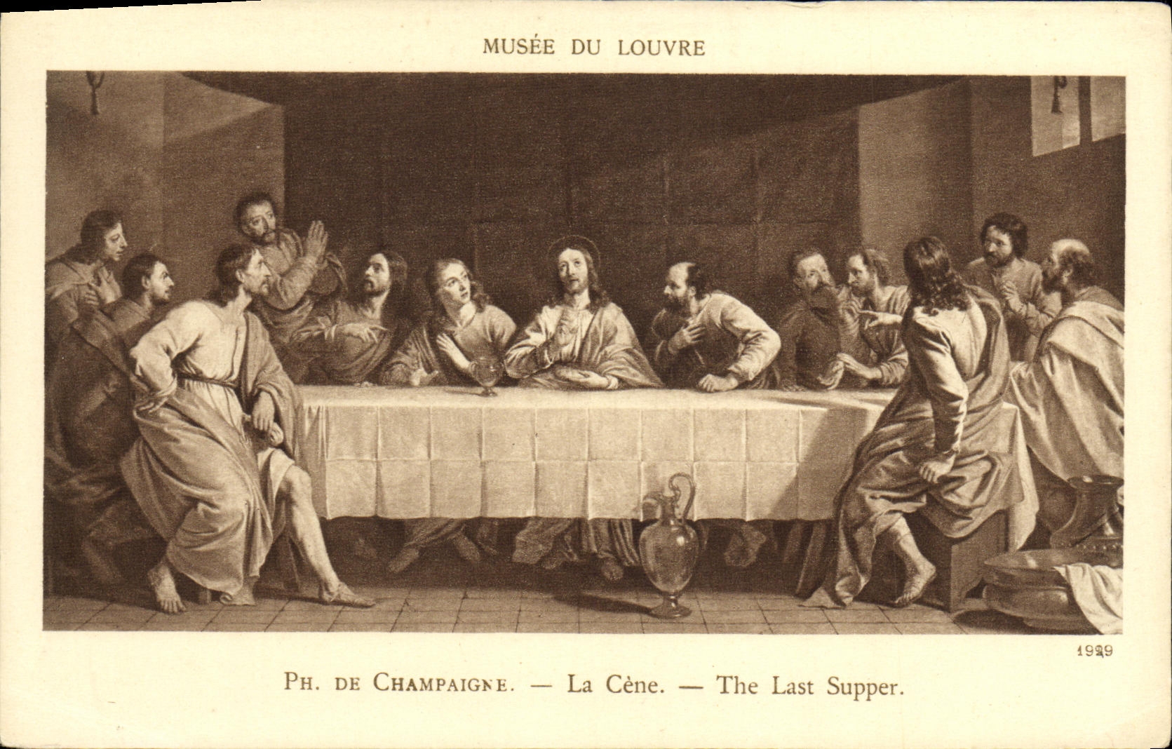 VINTAGE POSTCARD Museum of Louvre pH of Champaigne Cene