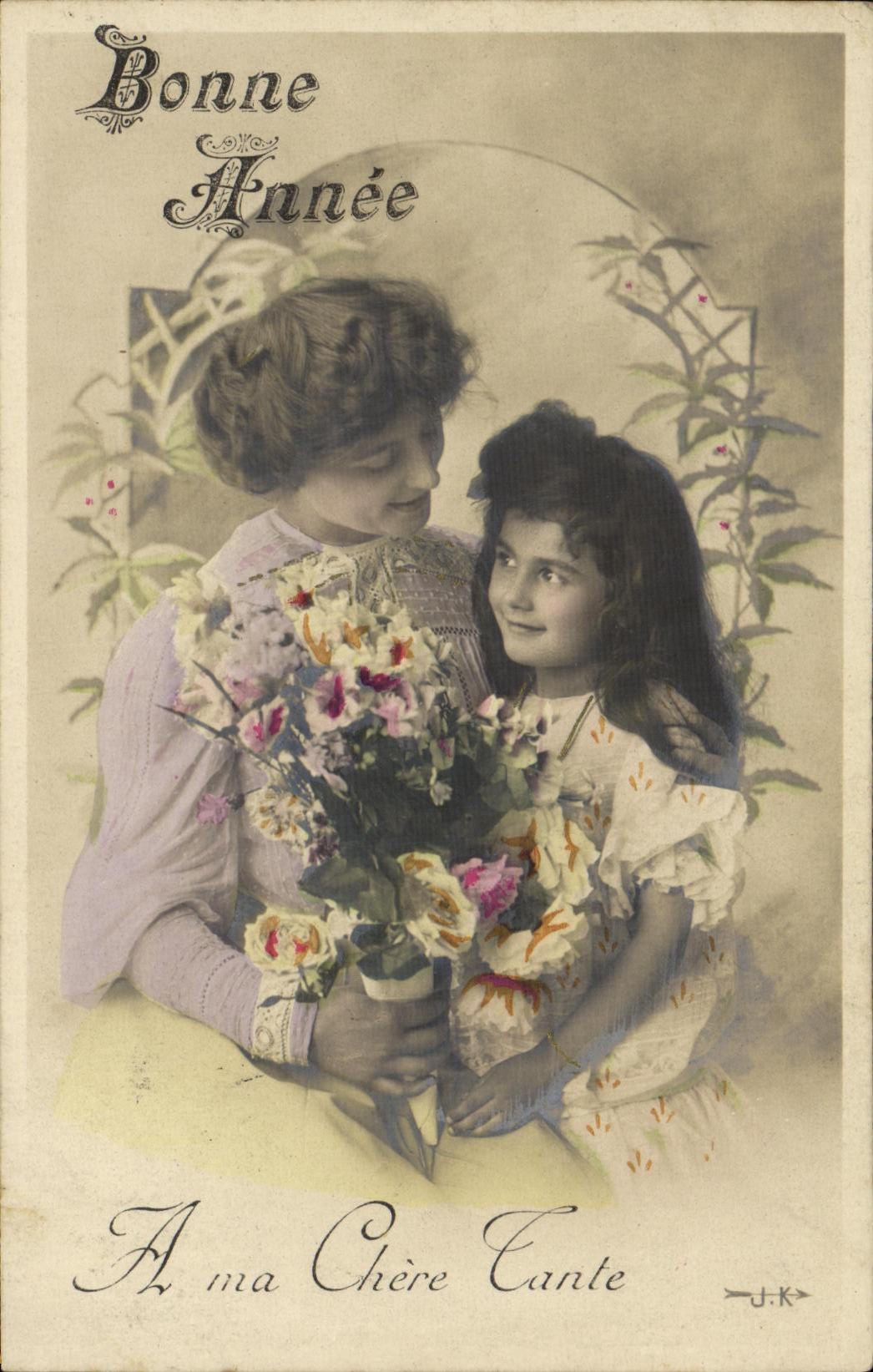 VINTAGE POSTCARD Happy New Year Child wife