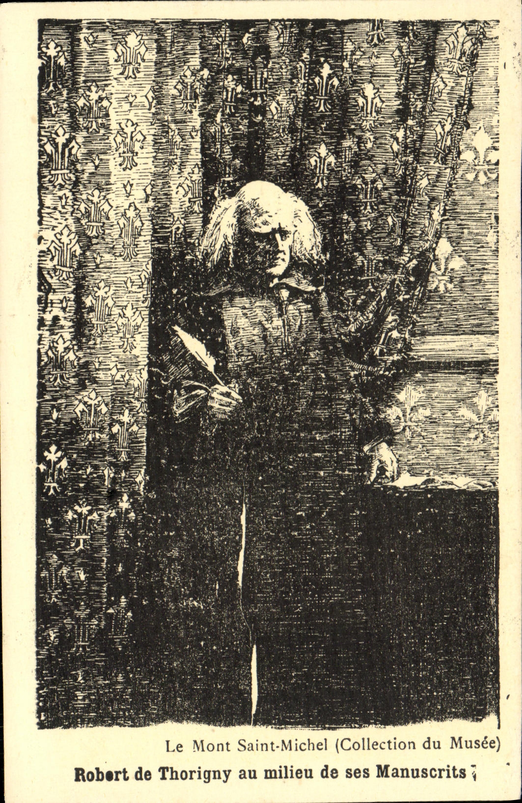 CPA Le Mont Saint Michel Robert de Thorigny au milieu de ses Manuscrits