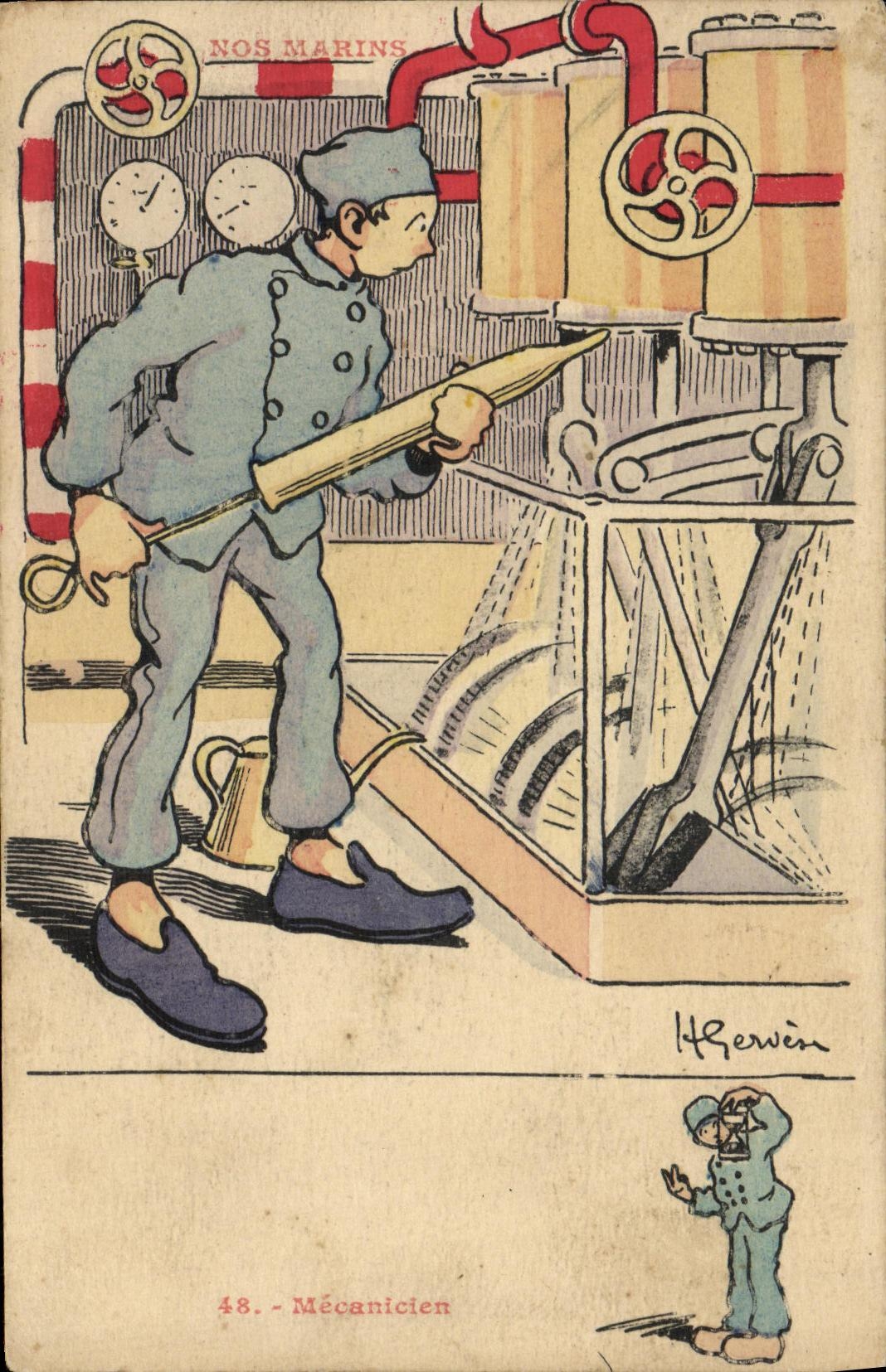 CPA Mecanicien Gervese Illustrateur Nos amrisn 