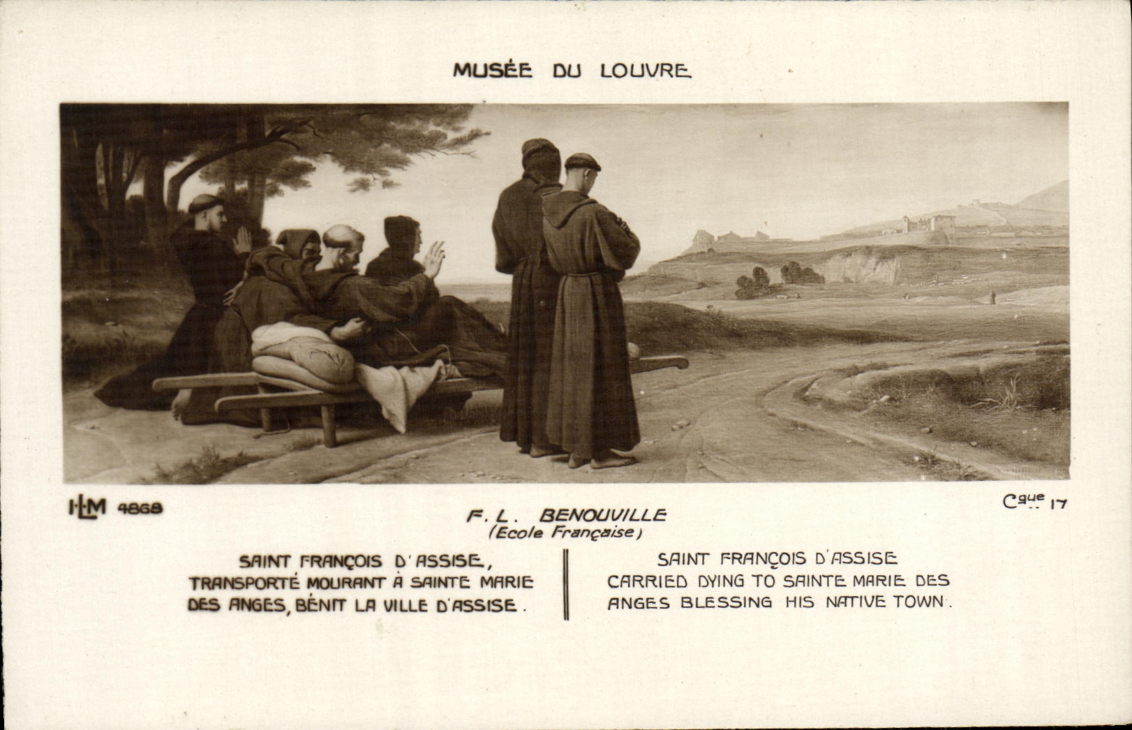 VINTAGE POSTCARD Museum of Louvre F L Holy Benouville Francois D Sitted