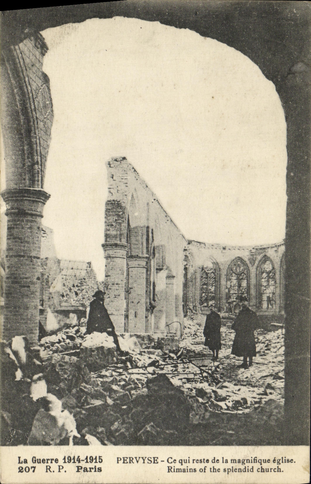 VINTAGE POSTCARD the Pervyse War What remains L Militaria church