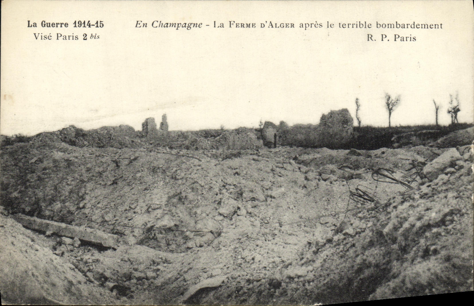 VINTAGE POSTCARD the Champagne War Firm D Algiers after the terrible Militaria bombardment
